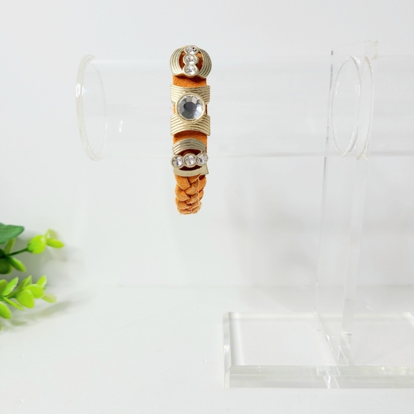 Lia Sophia Orange Suede Braided Boho Bracelet - Picture 3 of 7